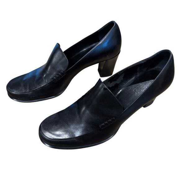 Womens Franco Sarto Shoes Size 9 N Black Leather Nolan? Heels Pumps Slip On - Picture 1 of 7